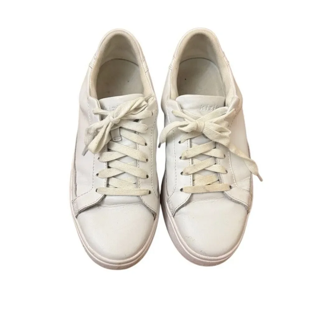 Kizik Vegas Ivory White Leather Sneakers Unisex Women’s Size 8.5 / Men’s 7 WIDE